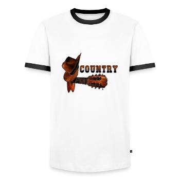 country music - tee-shirt country musique - T-shirt contrasté Homme - blanc/noir - Devant - AI Model Female 172 light (172cm) & AI Model Male 178 dark (178cm)