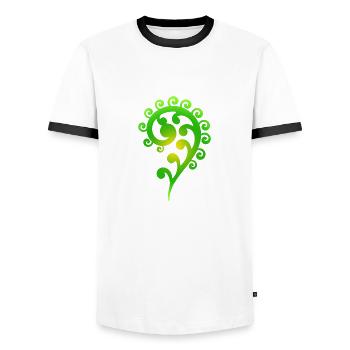 Maori Koru Art Tribal Tattoo Geschenkidee - Männer Kontrast-T-Shirt - Weiß/Schwarz - Vorne - AI Model Female 172 light (172cm) & AI Model Male 178 dark (178cm)
