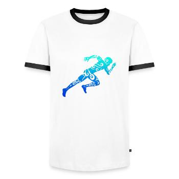 Runner Maori Style Polynesian Tribal Tattoo Gift - Men's Ringer Shirt - white/black - Front - AI Model Female 172 light (172cm) & AI Model Male 178 dark (178cm)