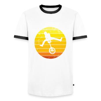 Monocycles cadeau - T-shirt contrasté Homme - blanc/noir - Devant - AI Model Female 172 light (172cm) & AI Model Male 178 dark (178cm)