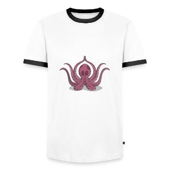 Oktopus Yoga Méditation - T-shirt contrasté Homme - blanc/noir - Devant - AI Model Female 172 light (172cm) & AI Model Male 178 dark (178cm)
