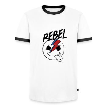 Smilie Rebel Rebellious - Men's Ringer Shirt - white/black - Front - AI Model Female 172 light (172cm) & AI Model Male 178 dark (178cm)
