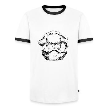 Karl Marx - Men's Ringer Shirt - white/black - Front - AI Model Female 172 light (172cm) & AI Model Male 178 dark (178cm)