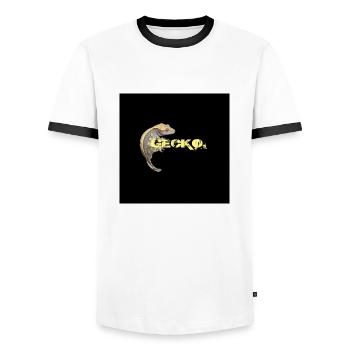 Gecko Liebe - Männer Kontrast-T-Shirt - Weiß/Schwarz - Vorne - AI Model Female 172 light (172cm) & AI Model Male 178 dark (178cm)