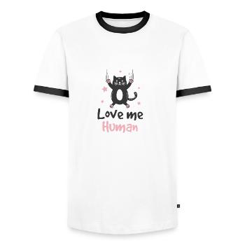 Cute kitten cat funny - Men's Ringer Shirt - white/black - Front - AI Model Female 172 light (172cm) & AI Model Male 178 dark (178cm)