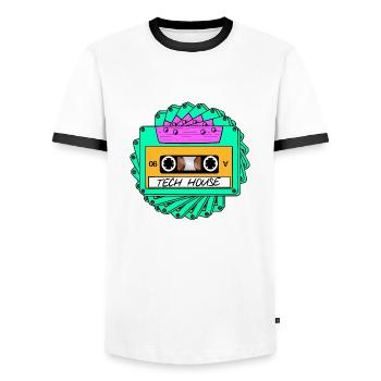 TECH HOUSE MUSIC CASSETTE - T-shirt contrasté Homme - blanc/noir - Devant - AI Model Female 172 light (172cm) & AI Model Male 178 dark (178cm)