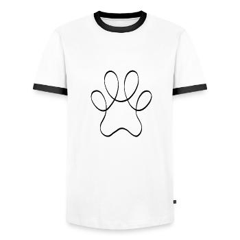 One line paw black - Men's Ringer Shirt - white/black - Front - AI Model Female 172 light (172cm) & AI Model Male 178 dark (178cm)