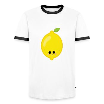 lemon - Men's Ringer Shirt - white/black - Front - AI Model Female 172 light (172cm) & AI Model Male 178 dark (178cm)