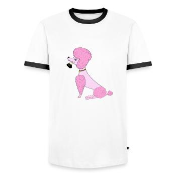 Pudel - Männer Kontrast-T-Shirt - Weiß/Schwarz - Vorne - AI Model Female 172 light (172cm) & AI Model Male 178 dark (178cm)