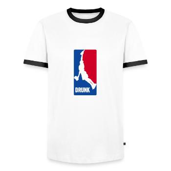 BASKETBALL DRUNK - T-shirt contrasté Homme - blanc/noir - Devant - AI Model Female 172 light (172cm) & AI Model Male 178 dark (178cm)