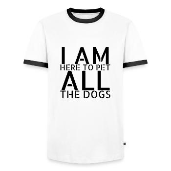 dog - pet all the dogs - Männer Kontrast-T-Shirt - Weiß/Schwarz - Vorne - AI Model Female 172 light (172cm) & AI Model Male 178 dark (178cm)