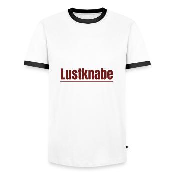 Lustknabe - Sex - Porno - bdsm - Männer Kontrast-T-Shirt - Weiß/Schwarz - Vorne - AI Model Female 172 light (172cm) & AI Model Male 178 dark (178cm)