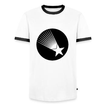 shooting star, star, starry sky - Men's Ringer Shirt - white/black - Front - AI Model Female 172 light (172cm) & AI Model Male 178 dark (178cm)