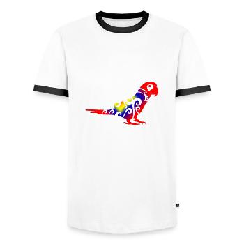 Idée de cadeau de tatouage tribal coloré de perroquet maori - T-shirt contrasté Homme - blanc/noir - Devant - AI Model Female 172 light (172cm) & AI Model Male 178 dark (178cm)