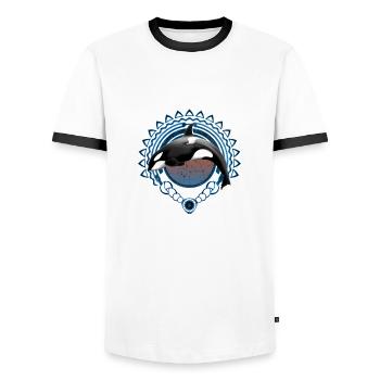 Orque orque - T-shirt contrasté Homme - blanc/noir - Devant - AI Model Female 172 light (172cm) & AI Model Male 178 dark (178cm)