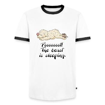 sleeppino1 3 - T-shirt contrasté Homme - blanc/noir - Devant - AI Model Female 172 light (172cm) & AI Model Male 178 dark (178cm)