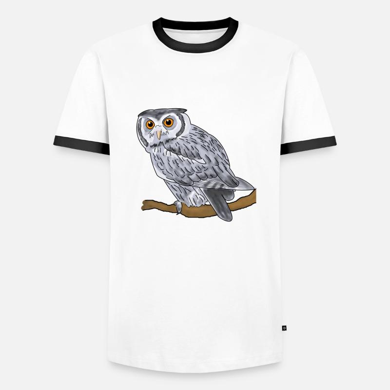 Uhu, Eule - Männer Kontrast-T-Shirt - Weiß/Schwarz