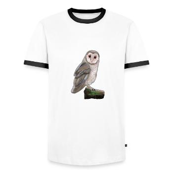 Eule - Männer Kontrast-T-Shirt - Weiß/Schwarz - Vorne - AI Model Female 172 light (172cm) & AI Model Male 178 dark (178cm)