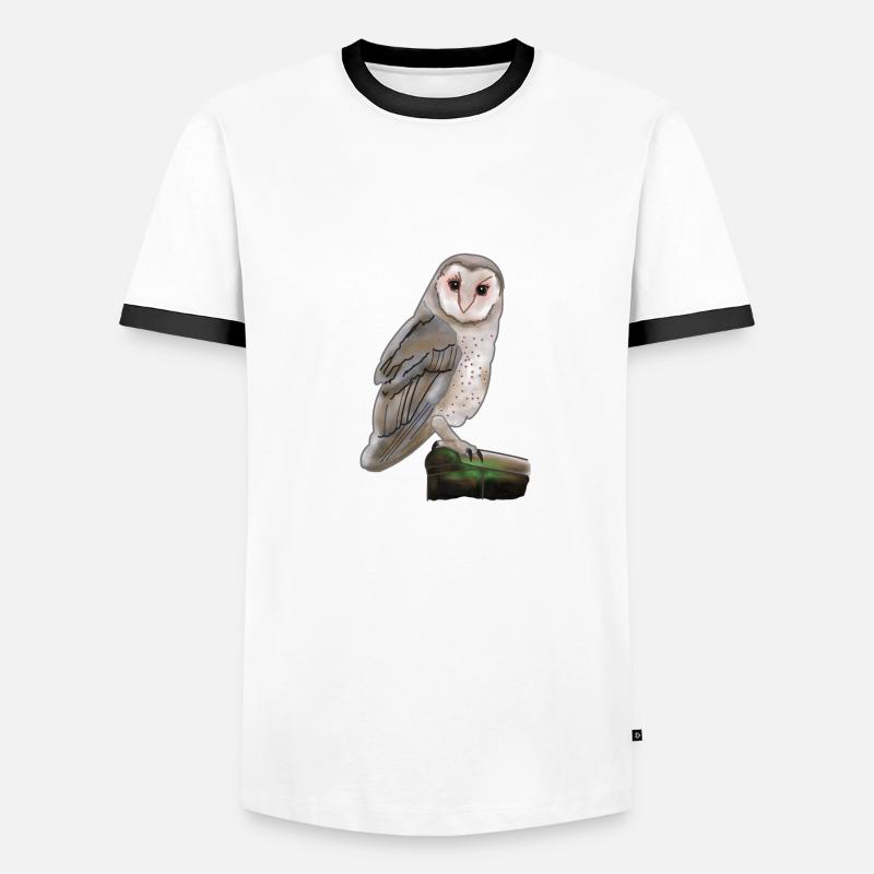 Eule - Männer Kontrast-T-Shirt - Weiß/Schwarz