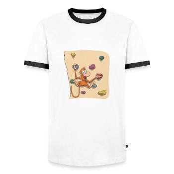 Affe beim Bouldern - Männer Kontrast-T-Shirt - Weiß/Schwarz - Vorne - AI Model Female 172 light (172cm) & AI Model Male 178 dark (178cm)