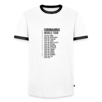 CoronaVirus World Tour - Männer Kontrast-T-Shirt - Weiß/Schwarz - Vorne - AI Model Female 172 light (172cm) & AI Model Male 178 dark (178cm)