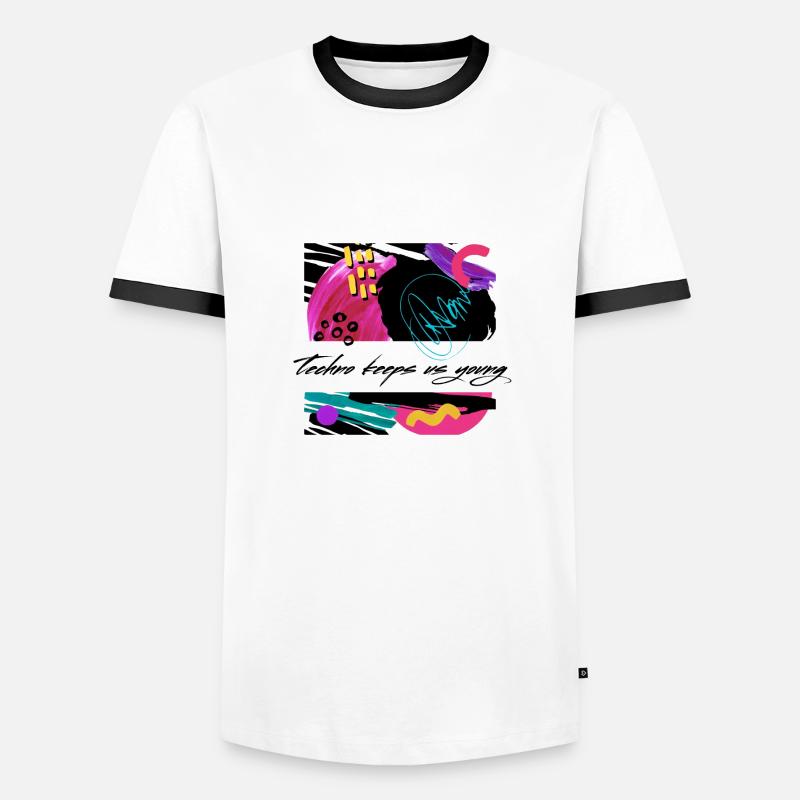 Techno Keeps Us Young Vintage - Männer Kontrast-T-Shirt - Weiß/Schwarz