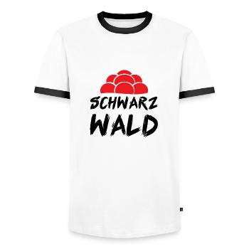 Schwarzwald Bollenhut Schwarzwälder Geschenk - Männer Kontrast-T-Shirt - Weiß/Schwarz - Vorne - AI Model Female 172 light (172cm) & AI Model Male 178 dark (178cm)