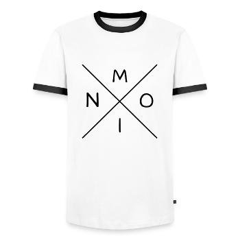 Moin - T-shirt contrasté Homme - blanc/noir - Devant - AI Model Female 172 light (172cm) & AI Model Male 178 dark (178cm)