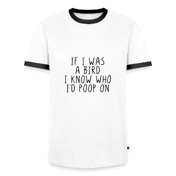 If I was a bird I know I´d poop on - Männer Kontrast-T-Shirt - Weiß/Schwarz - Vorne - AI Model Female 172 light (172cm) & AI Model Male 178 dark (178cm)