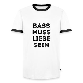 Bass muss liebe sein Techno Rave Festival - Männer Kontrast-T-Shirt - Weiß/Schwarz - Vorne - AI Model Female 172 light (172cm) & AI Model Male 178 dark (178cm)