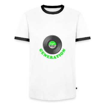 Vinyl Generation - Men's Ringer Shirt - white/black - Front - AI Model Female 172 light (172cm) & AI Model Male 178 dark (178cm)