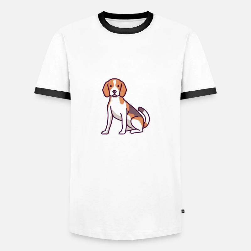Beagle - Männer Kontrast-T-Shirt - Weiß/Schwarz