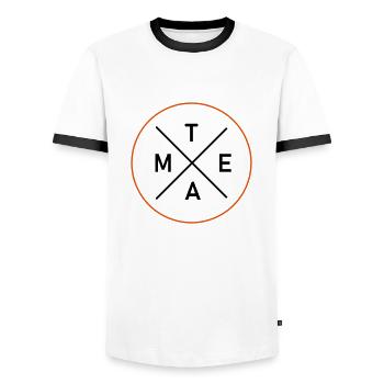 TEAM - Männer Kontrast-T-Shirt - Weiß/Schwarz - Vorne - AI Model Female 172 light (172cm) & AI Model Male 178 dark (178cm)
