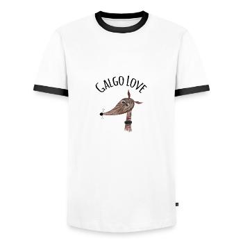 Galgo Love 5 galgo en courant - T-shirt contrasté Homme - blanc/noir - Devant - AI Model Female 172 light (172cm) & AI Model Male 178 dark (178cm)
