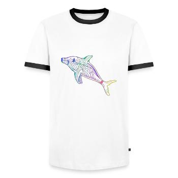 Dolphin - Men's Ringer Shirt - white/black - Front - AI Model Female 172 light (172cm) & AI Model Male 178 dark (178cm)