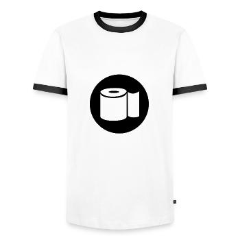 Papier toilette papier toilette - T-shirt contrasté Homme - blanc/noir - Devant - AI Model Female 172 light (172cm) & AI Model Male 178 dark (178cm)
