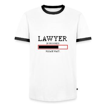 Avocat en cours Cadeau de juriste avocat de justice - T-shirt contrasté Homme - blanc/noir - Devant - AI Model Female 172 light (172cm) & AI Model Male 178 dark (178cm)