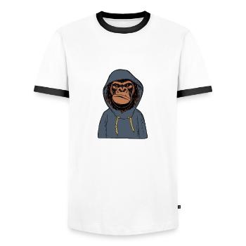 Mad Monkey - Men's Ringer Shirt - white/black - Front - AI Model Female 172 light (172cm) & AI Model Male 178 dark (178cm)