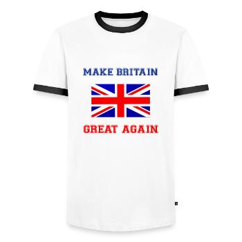 Make Britain great again - Men's Ringer Shirt - white/black - Front - AI Model Female 172 light (172cm) & AI Model Male 178 dark (178cm)