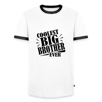 Cool big brother ever sibling gift - Men's Ringer Shirt - white/black - Front - AI Model Female 172 light (172cm) & AI Model Male 178 dark (178cm)