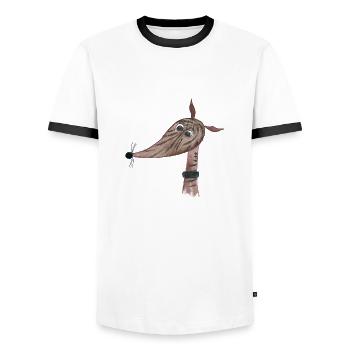 Greyhound brindle dark - Men's Ringer Shirt - white/black - Front - AI Model Female 172 light (172cm) & AI Model Male 178 dark (178cm)