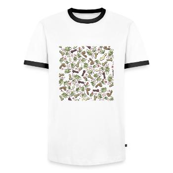 Penis Muster Blumen Versaute Geschenkidee Geschenk - Männer Kontrast-T-Shirt - Weiß/Schwarz - Vorne - AI Model Female 172 light (172cm) & AI Model Male 178 dark (178cm)