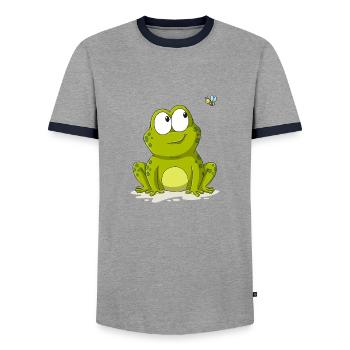 Grenouille mignonne avec abeille - T-shirt contrasté Homme - gris/marine  - Devant - AI Model Female 172 light (172cm) & AI Model Male 178 light (178cm)
