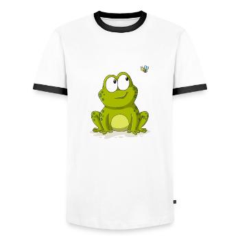 Cute frog with bee - Men's Ringer Shirt - white/black - Front - AI Model Female 172 light (172cm) & AI Model Male 178 dark (178cm)
