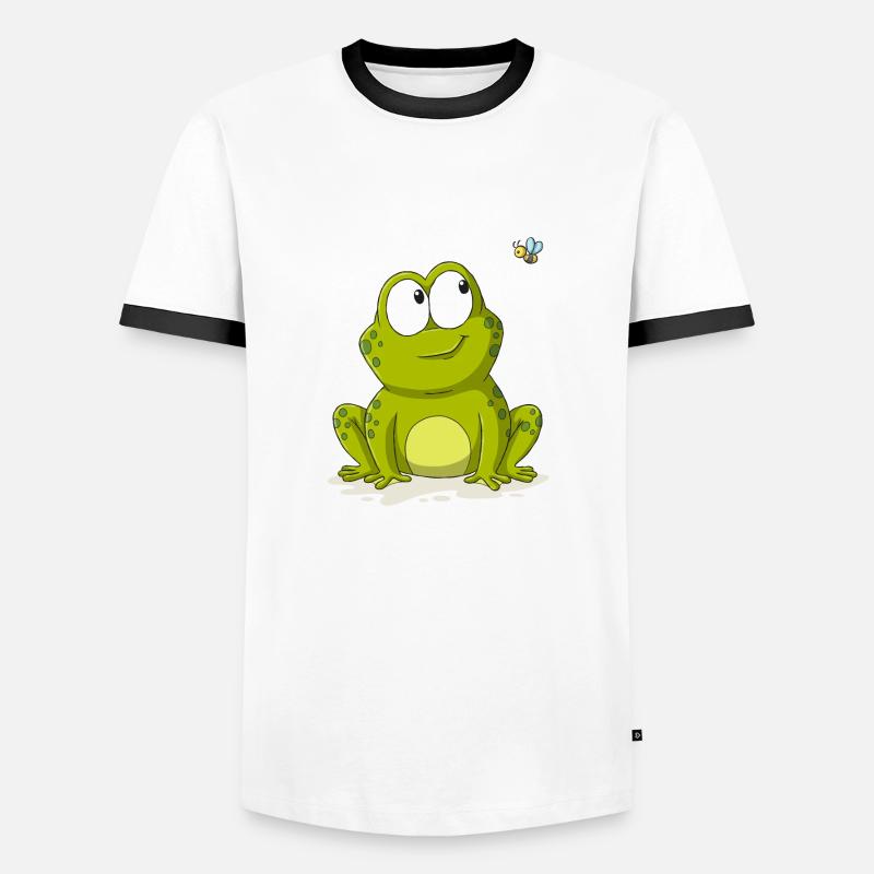 Cute frog with bee - Men's Ringer Shirt - white/black