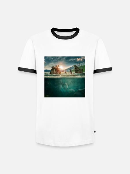 Underwater world of imagination - Men's Ringer Shirt - white/black