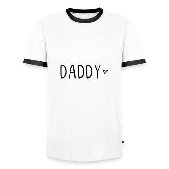 Daddy - Men's Ringer Shirt - white/black - Front - AI Model Female 172 light (172cm) & AI Model Male 178 dark (178cm)