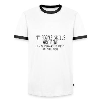 Mes compétences relationnelles sont bonnes - T-shirt contrasté Homme - blanc/noir - Devant - AI Model Female 172 light (172cm) & AI Model Male 178 dark (178cm)