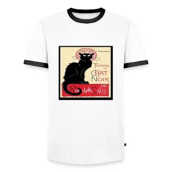 Black Cat Tour - Men's Ringer Shirt - white/black - Front - AI Model Female 172 light (172cm) & AI Model Male 178 dark (178cm)