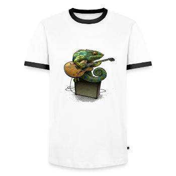 IGUANA REPTILE - T-shirt contrasté Homme - blanc/noir - Devant - AI Model Female 172 light (172cm) & AI Model Male 178 dark (178cm)
